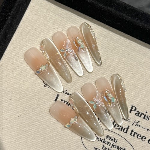 Fashion Long Handmade Press-On Nails For Women BVNL-05