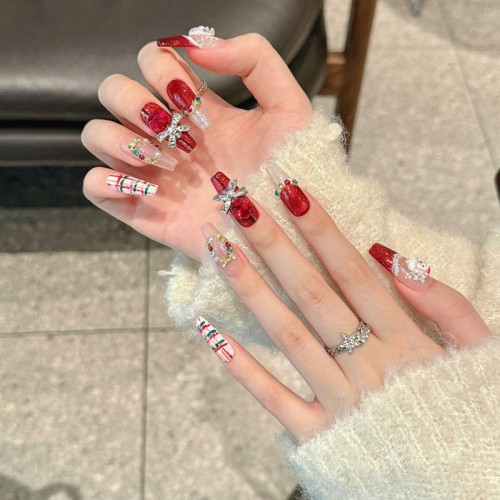 Fashion Long Handmade Press-On Nails For Women BVNL-07