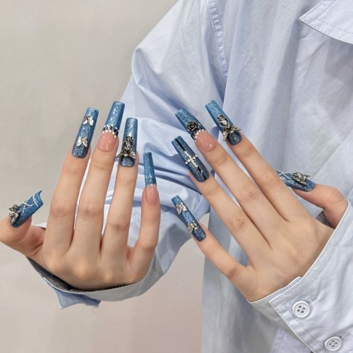 Fashion Long Handmade Press-On Nails For Women BVNL-108