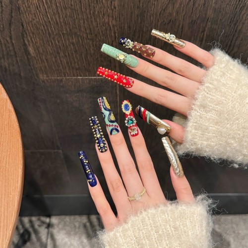 Fashion Long Handmade Press-On Nails For Women BVNL-110