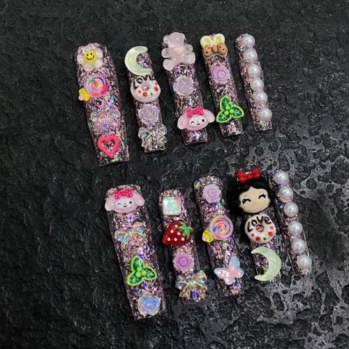 Fashion Long Handmade Press-On Nails For Women BVNL-119