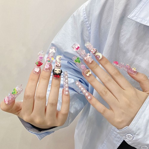 Fashion Long Handmade Press-On Nails For Women BVNL-119