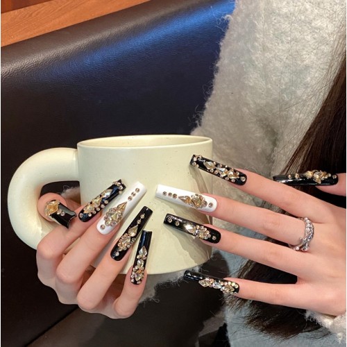 Fashion Long Handmade Press-On Nails For Women BVNL-122