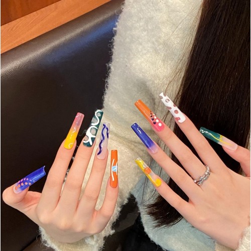 Fashion Long Handmade Press-On Nails For Women BVNL-123