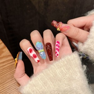 Fashion Long Handmade Press-On Nails For Women BVNL-124 