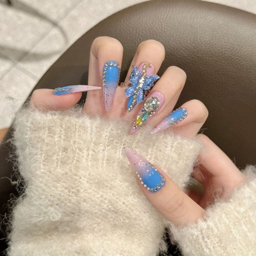 Fashion Long Handmade Press-On Nails For Women BVNL-128