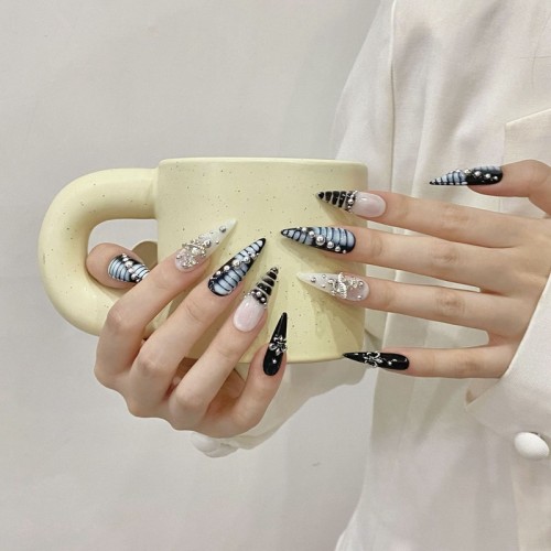 Fashion Long Handmade Press-On Nails For Women BVNL-129