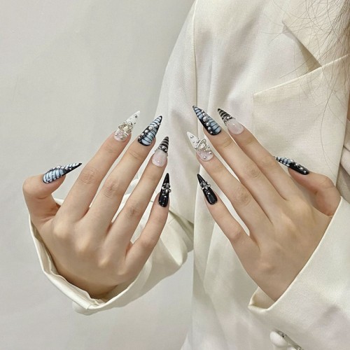 Fashion Long Handmade Press-On Nails For Women BVNL-129