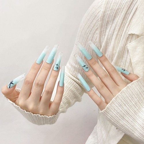 Fashion Long Handmade Press-On Nails For Women BVNL-144