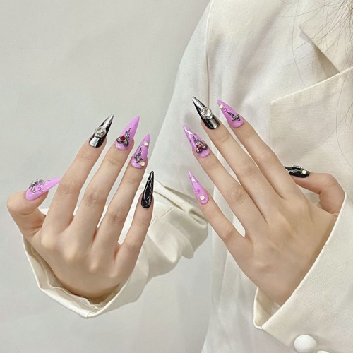 Fashion Long Handmade Press-On Nails For Women BVNL-146