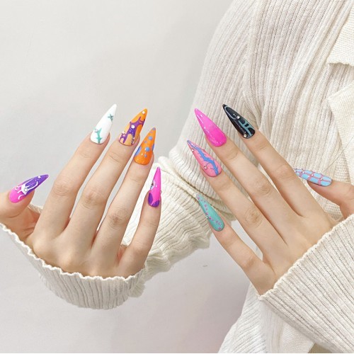 Fashion Long Handmade Press-On Nails For Women BVNL-147