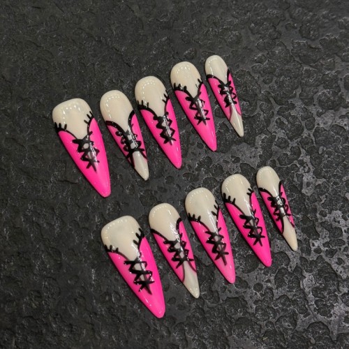 Fashion Long Handmade Press-On Nails For Women BVNL-154