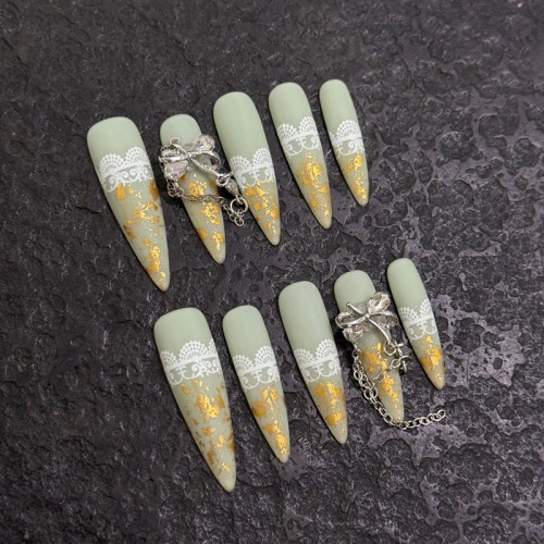 Fashion Long Handmade Press-On Nails For Women BVNL-155