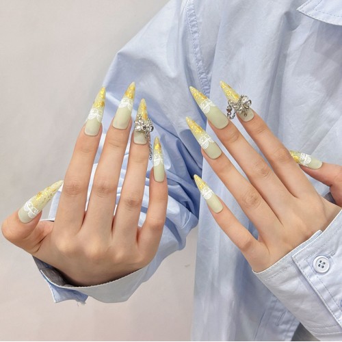 Fashion Long Handmade Press-On Nails For Women BVNL-155