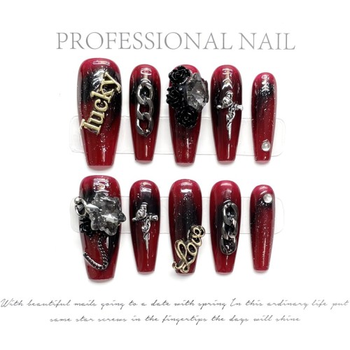 Fashion Long Handmade Press-On Nails For Women BVNL-166