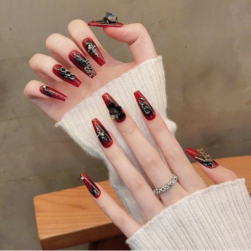 Fashion Long Handmade Press-On Nails For Women BVNL-166