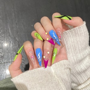 Fashion Long Handmade Press-On Nails For Women BVNL-167 