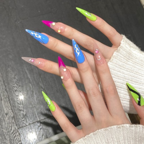 Fashion Long Handmade Press-On Nails For Women BVNL-167