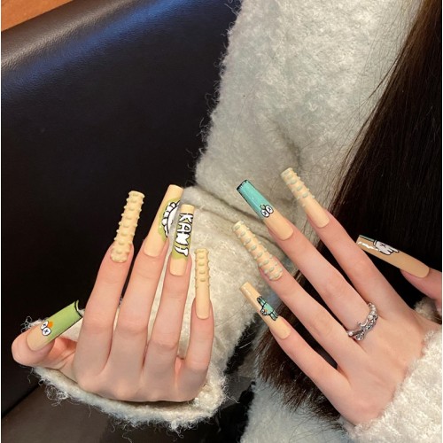 Fashion Long Handmade Press-On Nails For Women BVNL-168