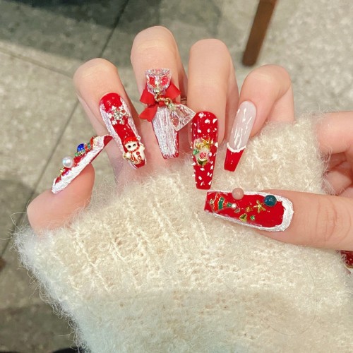 Fashion Long Handmade Press-On Nails For Women BVNL-17