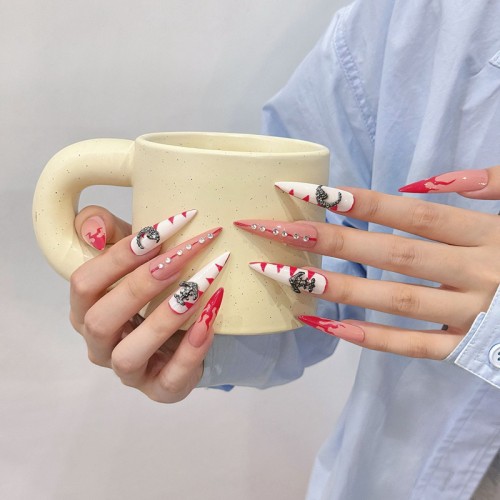 Fashion Long Handmade Press-On Nails For Women BVNL-176