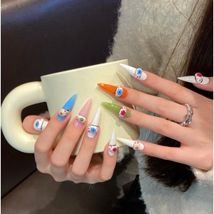 Fashion Long Handmade Press-On Nails For Women BVNL-179 