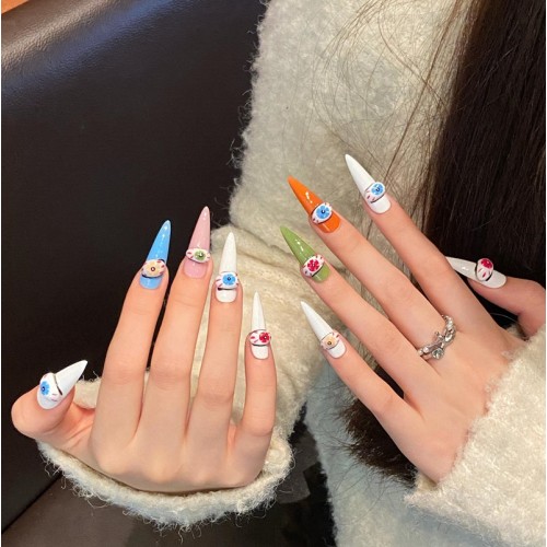 Fashion Long Handmade Press-On Nails For Women BVNL-179