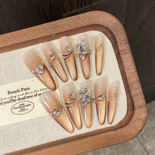 Fashion Long Handmade Press-On Nails For Women BVNL-182