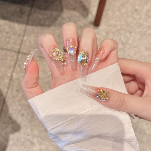 Fashion Long Handmade Press-On Nails For Women BVNL-187