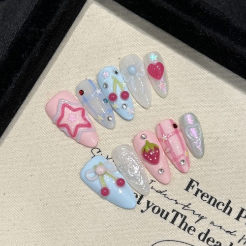 Fashion Long Handmade Press-On Nails For Women BVNL-189