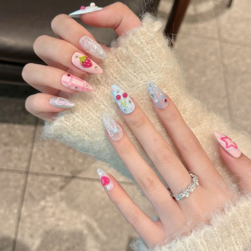 Fashion Long Handmade Press-On Nails For Women BVNL-189