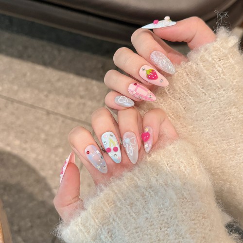 Fashion Long Handmade Press-On Nails For Women BVNL-189