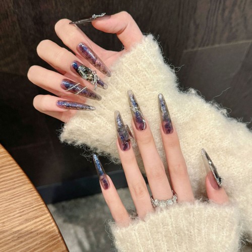 Fashion Long Handmade Press-On Nails For Women BVNL-199