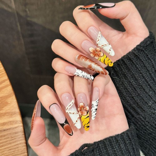 Fashion Long Handmade Press-On Nails For Women BVNL-202