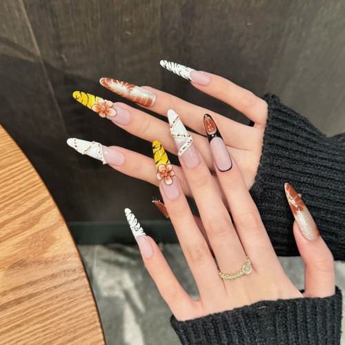 Fashion Long Handmade Press-On Nails For Women BVNL-202