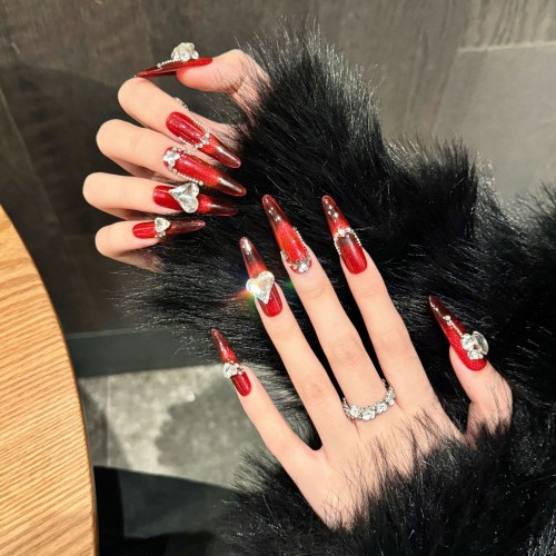 Fashion Long Handmade Press-On Nails For Women BVNL-208