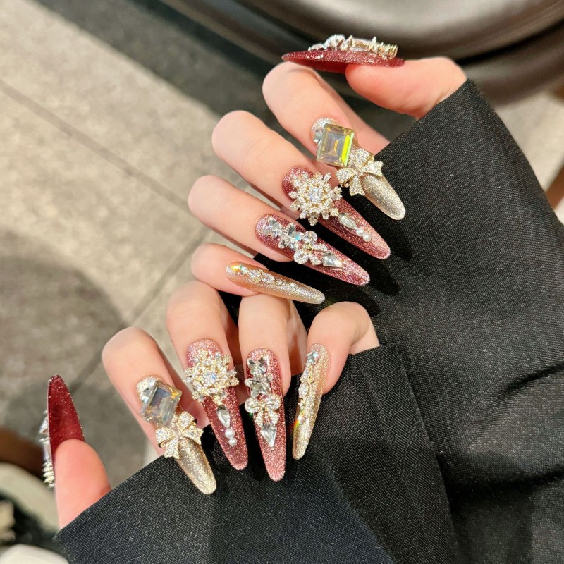 Fashion Long Handmade Press-On Nails For Women BVNL-209 