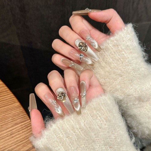 Fashion Long Handmade Press-On Nails For Women BVNL-220