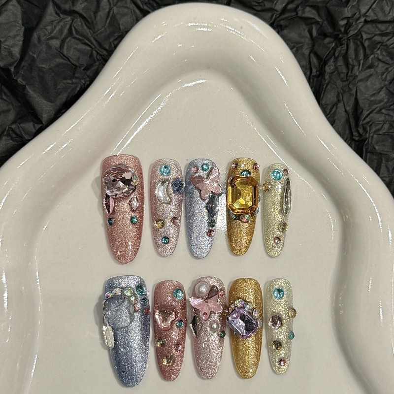 Fashion Long Handmade Press-On Nails For Women BVNL-225