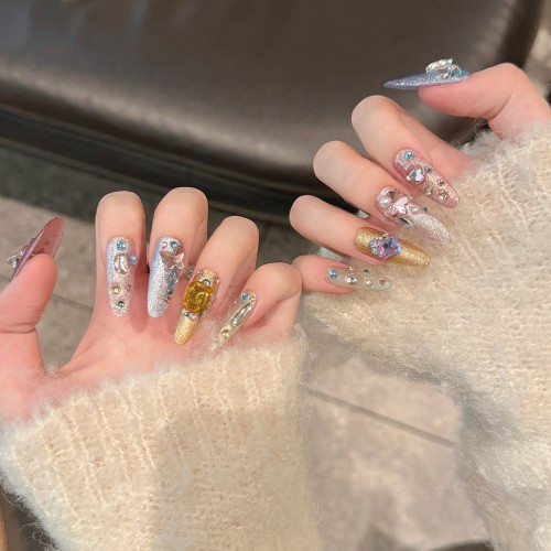 Fashion Long Handmade Press-On Nails For Women BVNL-225