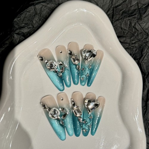 Fashion Long Handmade Press-On Nails For Women BVNL-226