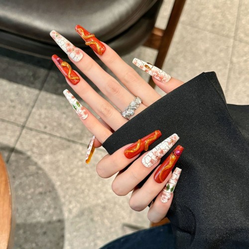 Fashion Long Handmade Press-On Nails For Women BVNL-231