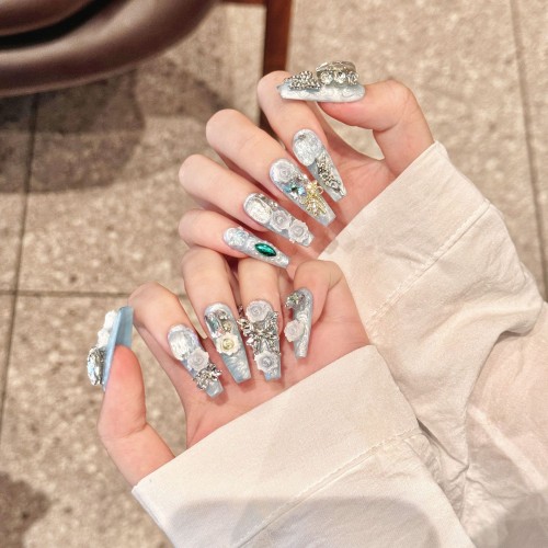 Fashion Long Handmade Press-On Nails For Women BVNL-240