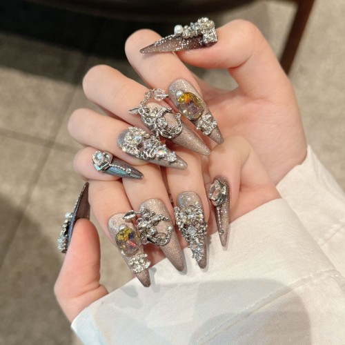 Fashion Long Handmade Press-On Nails For Women BVNL-241