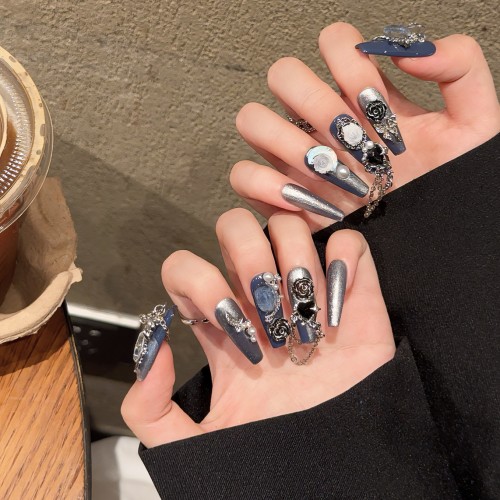 Fashion Long Handmade Press-On Nails For Women BVNL-242