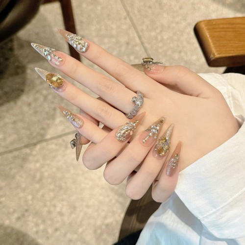 Fashion Long Handmade Press-On Nails For Women BVNL-246