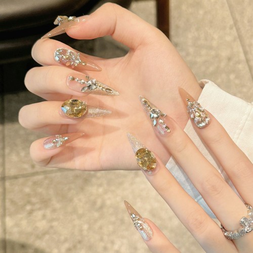 Fashion Long Handmade Press-On Nails For Women BVNL-246