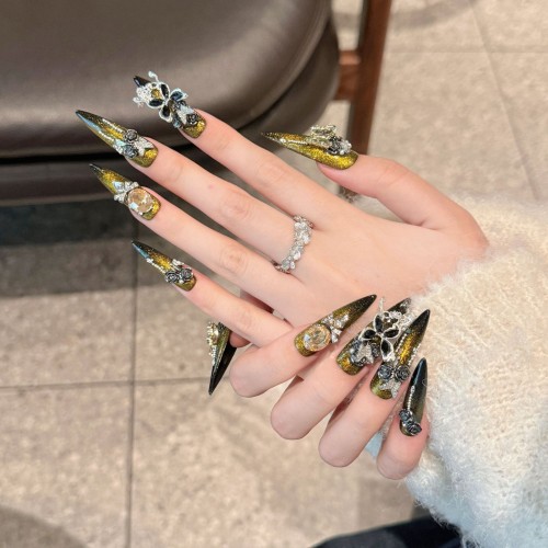 Fashion Long Handmade Press-On Nails For Women BVNL-248