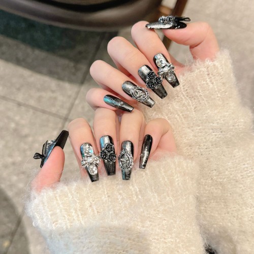 Fashion Long Handmade Press-On Nails For Women BVNL-251