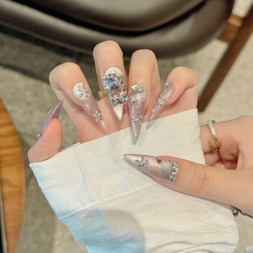 Fashion Long Handmade Press-On Nails For Women BVNL-252